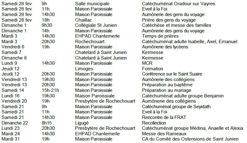 Feuille d'Information Paroissiale